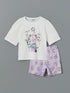 LC Waikiki Crew Neck Printed Girl's Shorts Pajamas Set